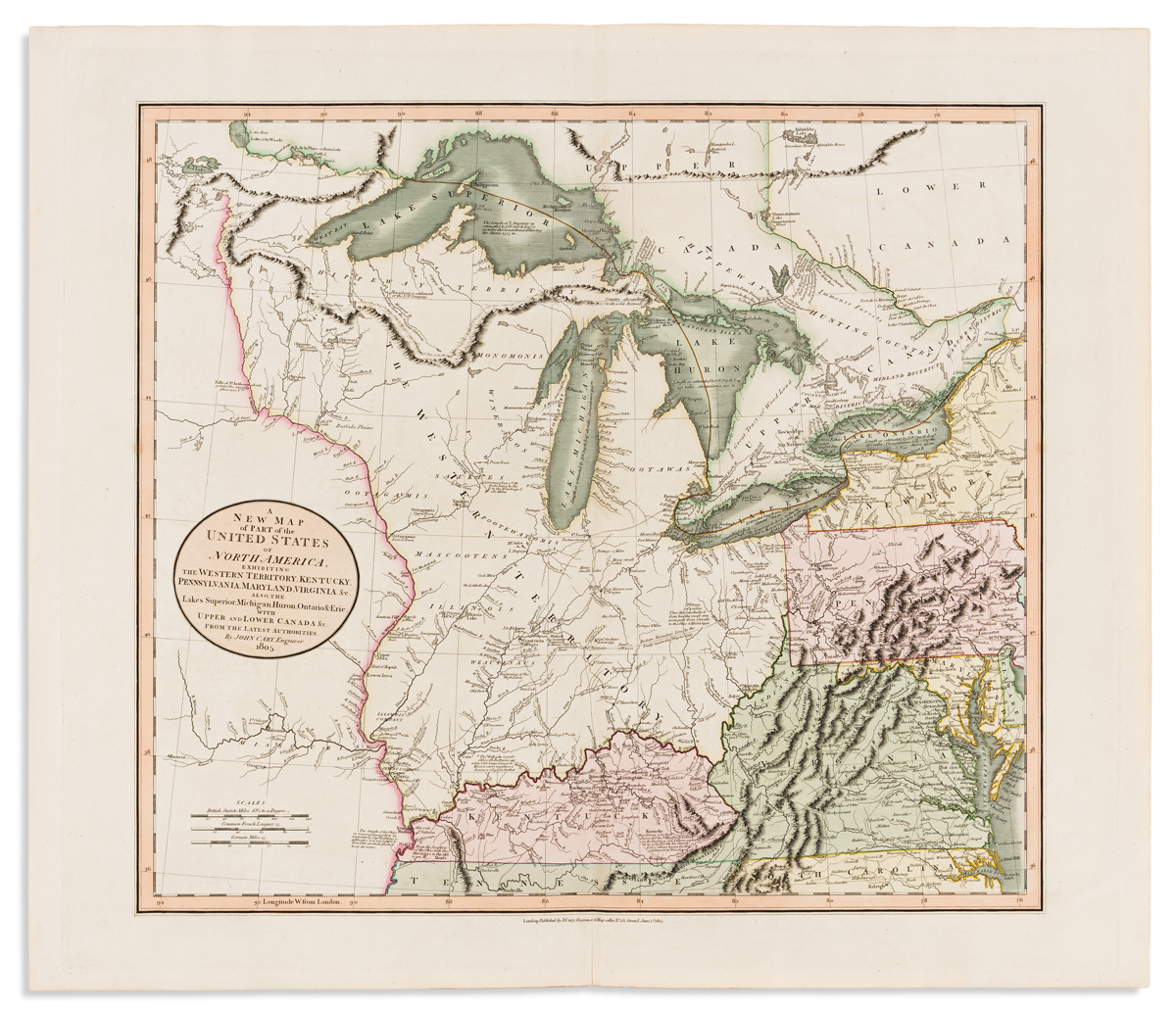 CARY, JOHN. A New Map of Part of the United States of North America, Exhibiting the Western Territory,